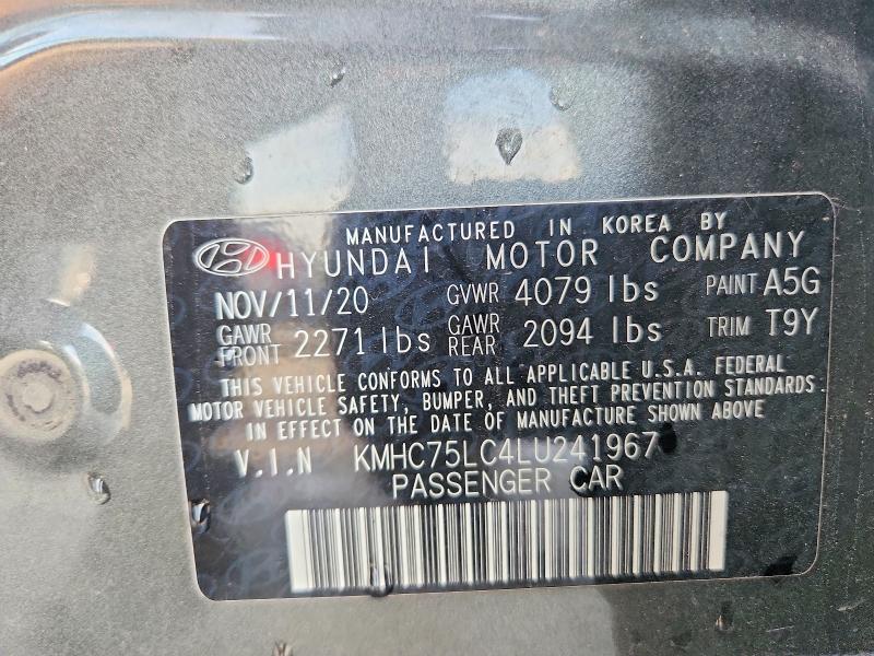 52553076 :رقم المزاد ، KMHC75LC4LU241967 vin ، 2020 Hyundai Ioniq مزاد بيع
