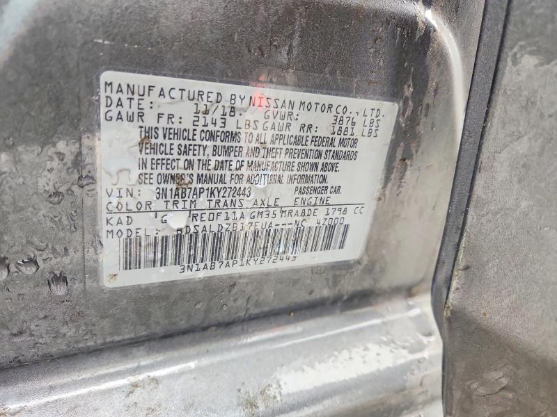 Aukcja sprzedaży 2019 Nissan Sentra, vin: 3N1AB7AP1KY272443, numer aukcji: 54595716