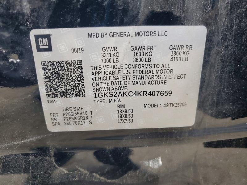 2019 Gmc Yukon მანქანა იყიდება აუქციონზე, vin: 1GKS2AKC4KR407659, აუქციონის ნომერი: 53636256