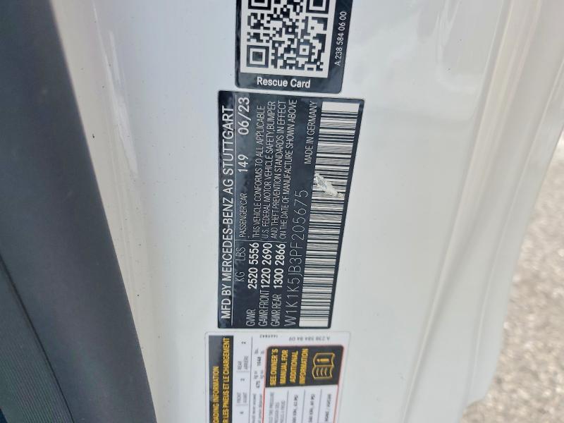 52090116 :رقم المزاد ، W1K1K5JB3PF205675 vin ، 2023 Mercedes-benz E مزاد بيع