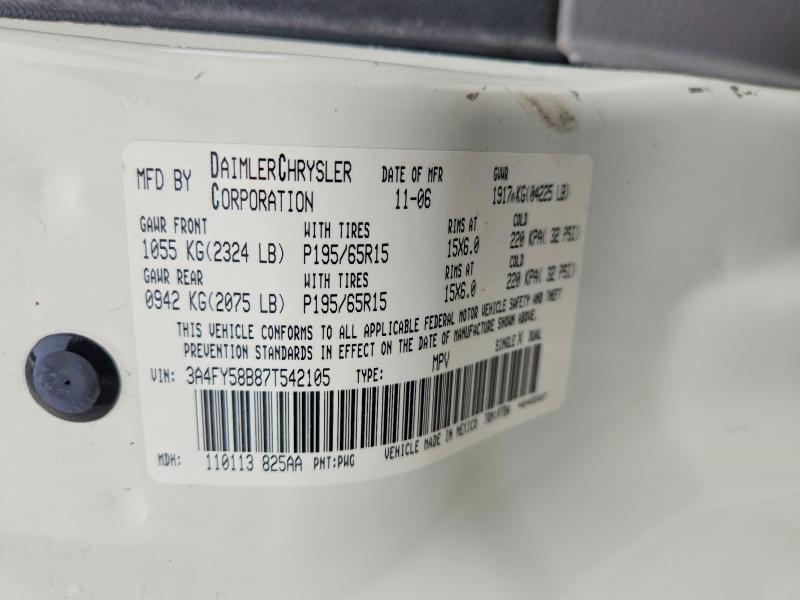 52534306 :رقم المزاد ، 3A4FY58B87T542105 vin ، 2007 Chrysler Pt Cruiser مزاد بيع