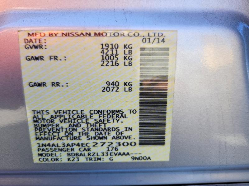 Aukcja sprzedaży 2014 Nissan Altima, vin: 1N4AL3AP4EC272300, numer aukcji: 54010796