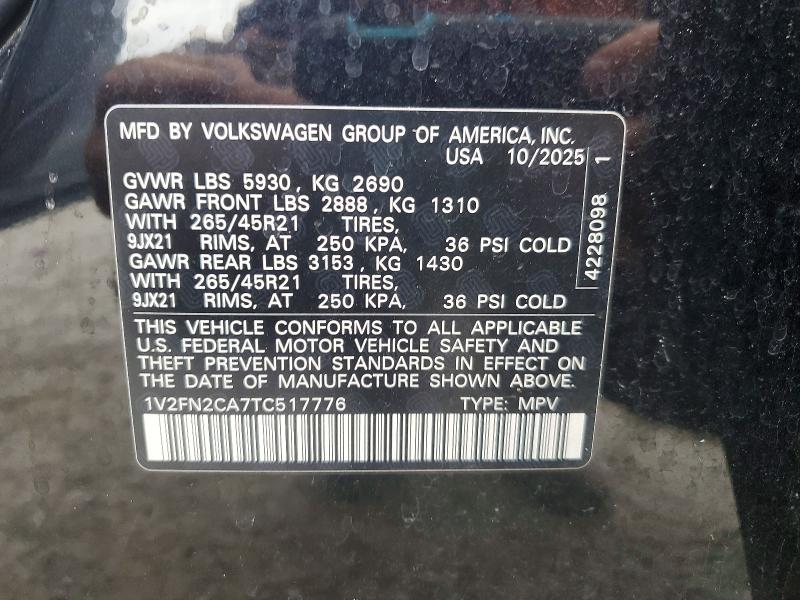 Aukcja sprzedaży 2026 Volkswagen Atlas, vin: 1V2FN2CA7TC517776, numer aukcji: 52190026