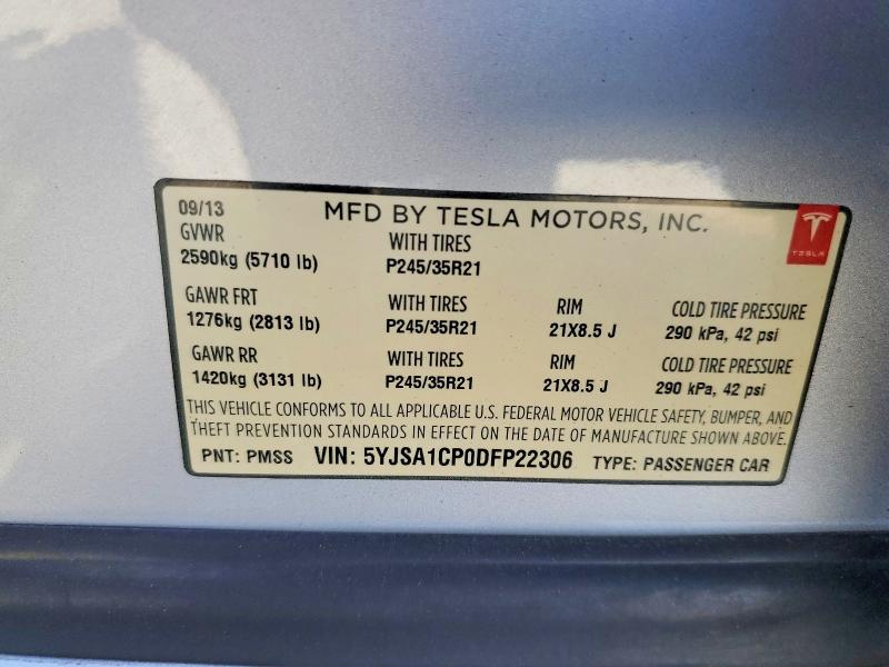 Продажа на аукционе авто 2013 Tesla Model S, vin: 5YJSA1CP0DFP22306, номер лота: 54532286