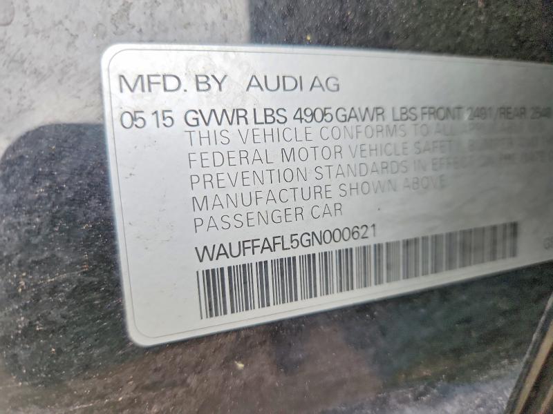 Продажа на аукционе авто 2016 Audi A4, vin: WAUFFAFL5GN000621, номер лота: 52647986