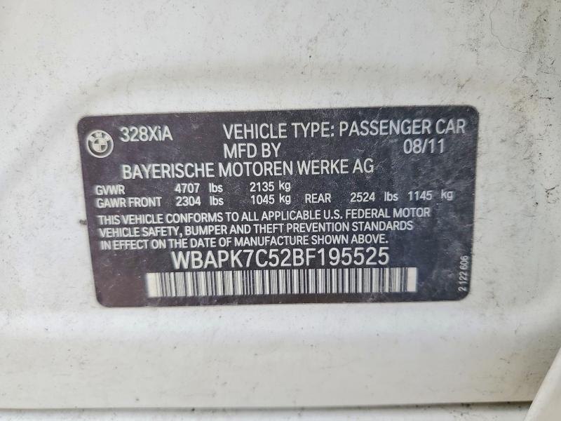 Aukcja sprzedaży 2011 Bmw 328, vin: WBAPK7C52BF195525, numer aukcji: 53363026