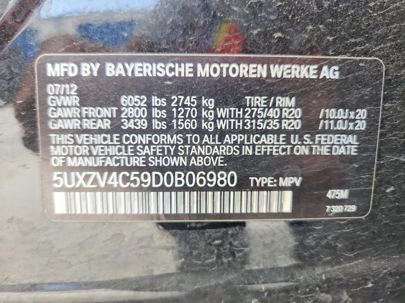 54320886 :رقم المزاد ، 5UXZV4C59D0B06980 vin ، 2013 Bmw X5 مزاد بيع