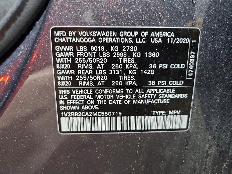 Aukcja sprzedaży 2021 Volkswagen Atlas, vin: 1V2RR2CA2MC550719, numer aukcji: 52667846
