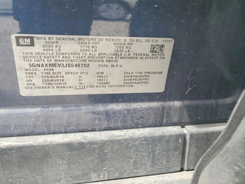 Продаж на аукціоні авто 2018 Chevrolet Equinox, vin: 3GNAXMEV3JS548782, номер лоту: 54973536