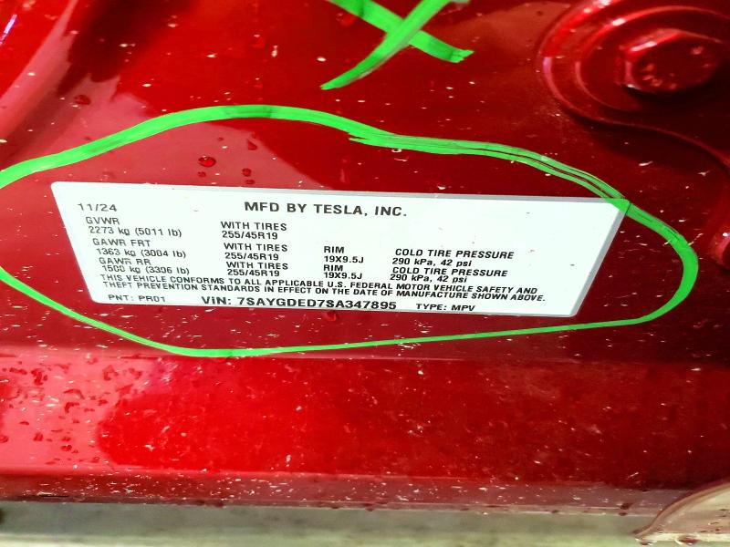 Продаж на аукціоні авто 2025 Tesla Model Y, vin: 7SAYGDED7SA347895, номер лоту: 54963176