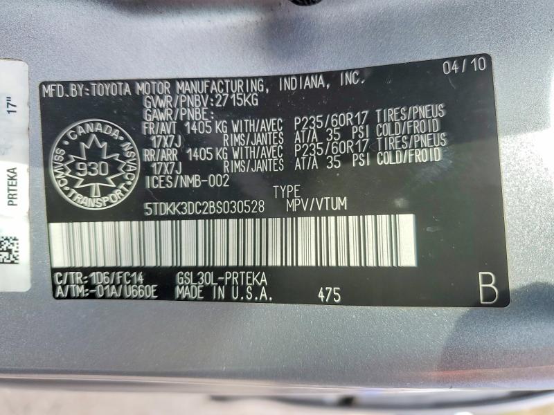 Продажа на аукционе авто 2011 Toyota Sienna, vin: 5TDKK3DC2BS030528, номер лота: 51824956