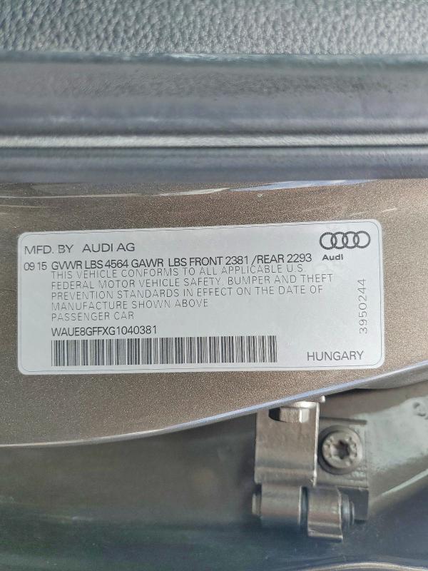 55464146 :رقم المزاد ، WAUE8GFFXG1040381 vin ، 2016 Audi A3 مزاد بيع