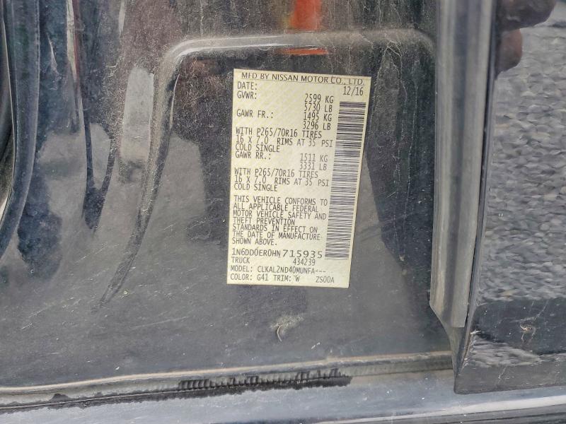 52590506 :رقم المزاد ، 1N6DD0ER0HN715935 vin ، 2017 Nissan Frontier مزاد بيع