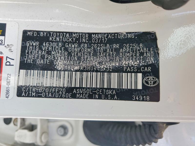 Продажа на аукционе авто 2017 Toyota Camry, vin: 4T1BF1FK3HU413732, номер лота: 55434736