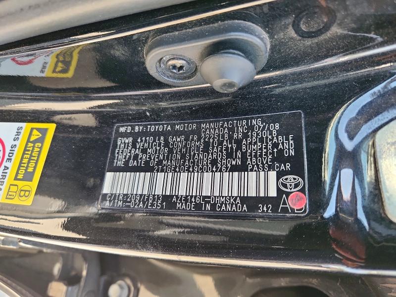 2009 Toyota Corolla Matrix მანქანა იყიდება აუქციონზე, vin: 2T1GE40E49C004767, აუქციონის ნომერი: 54672246