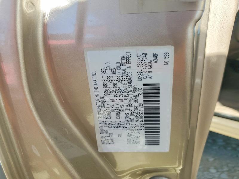 53224196 :رقم المزاد ، 5TBBT44183S381939 vin ، 2003 Toyota Tundra مزاد بيع