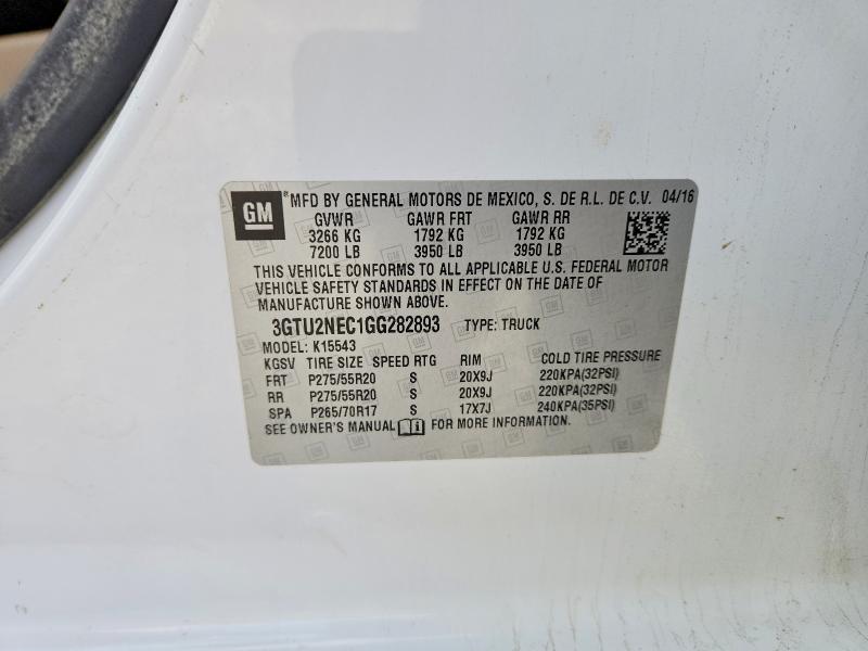Aukcja sprzedaży 2016 Gmc Sierra, vin: 3GTU2NEC1GG282893, numer aukcji: 52207066
