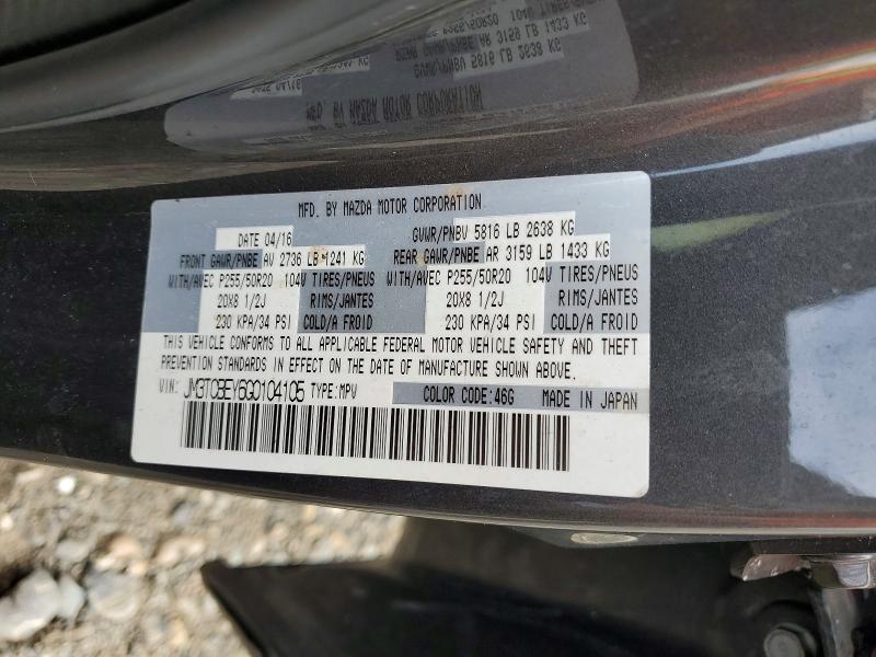 Продаж на аукціоні авто 2016 Mazda Cx-9, vin: JM3TCBEY6G0104105, номер лоту: 54925006
