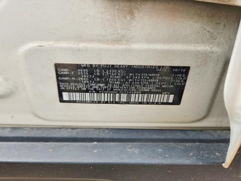 Aukcja sprzedaży 2016 Subaru Outback, vin: 4S4BSBNC3G3240889, numer aukcji: 54657686