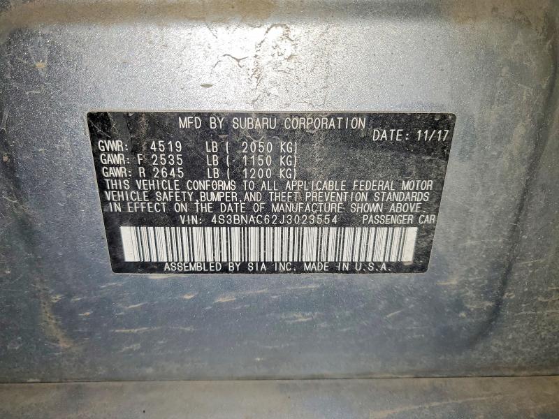 52767456 :رقم المزاد ، 4S3BNAC62J3023554 vin ، 2018 Subaru Legacy مزاد بيع