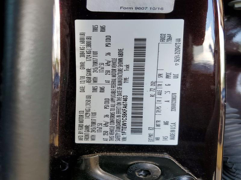 Aukcja sprzedaży 2019 Ford F150, vin: 1FTEW1C58KFA67463, numer aukcji: 53910296