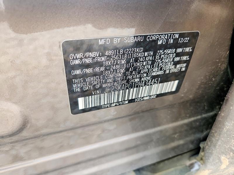 Aukcja sprzedaży 2023 Subaru Forester, vin: JF2SKAPC1PH434451, numer aukcji: 54326746