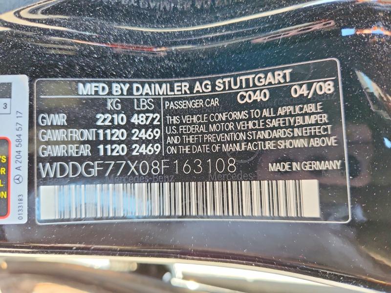 Aukcja sprzedaży 2008 Mercedes-benz C, vin: WDDGF77X08F163108, numer aukcji: 54189416