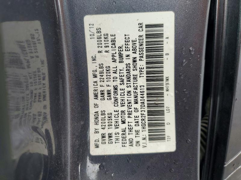 54397816 :رقم المزاد ، 1HGCR2F37DA044613 vin ، 2013 Honda Accord مزاد بيع