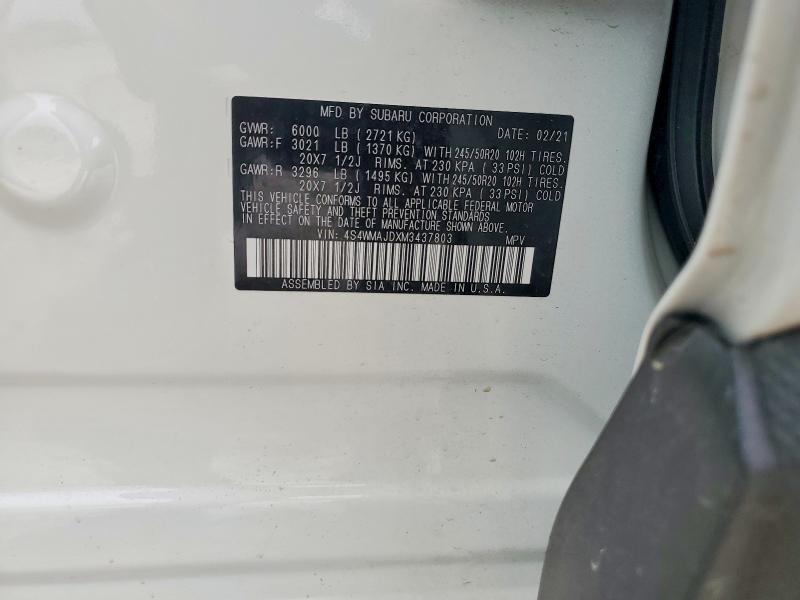 54158716 :رقم المزاد ، 4S4WMAJDXM3437803 vin ، 2021 Subaru Ascent مزاد بيع
