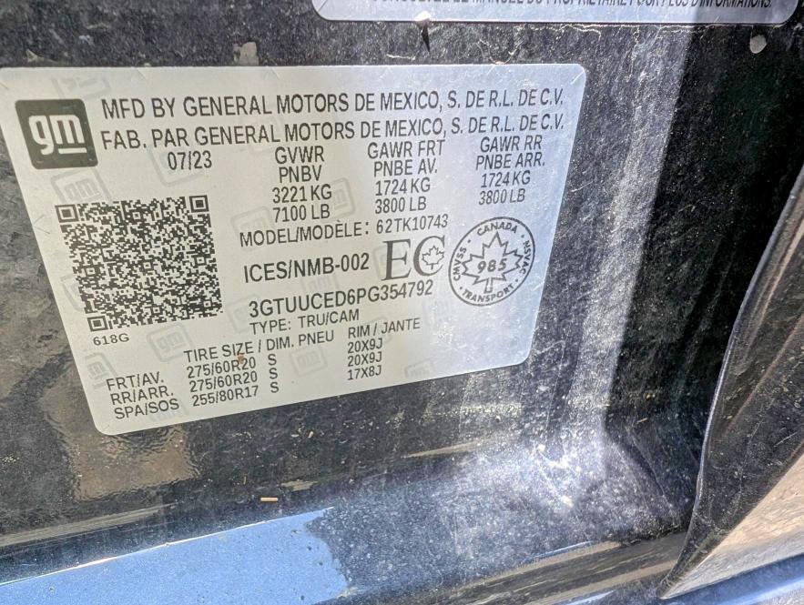 Aukcja sprzedaży 2023 Gmc Sierra, vin: 3GTUUCED6PG354792, numer aukcji: 54102196