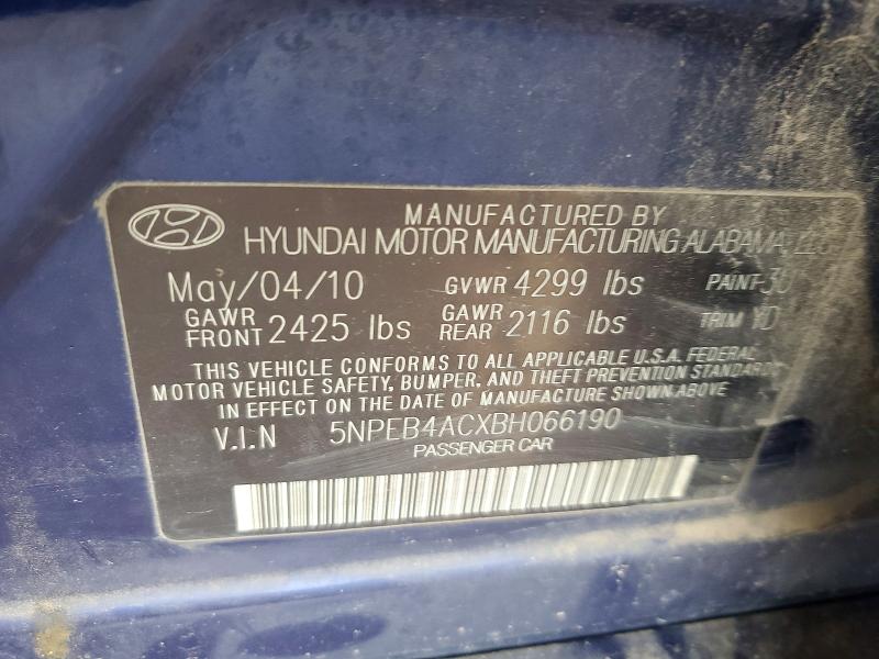 2011 Hyundai Sonata მანქანა იყიდება აუქციონზე, vin: 5NPEB4ACXBH066190, აუქციონის ნომერი: 53244576