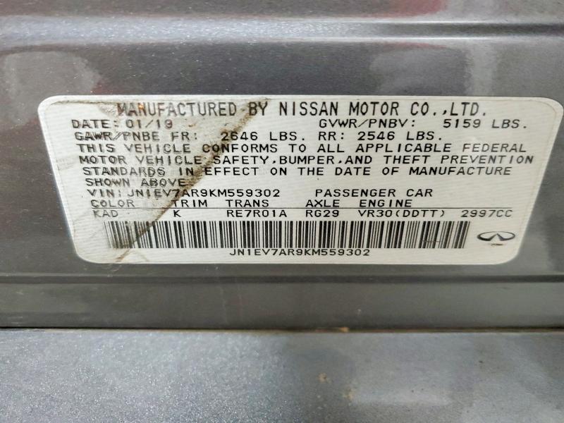 Aukcja sprzedaży 2019 Infiniti Q50, vin: JN1EV7AR9KM559302, numer aukcji: 52035726