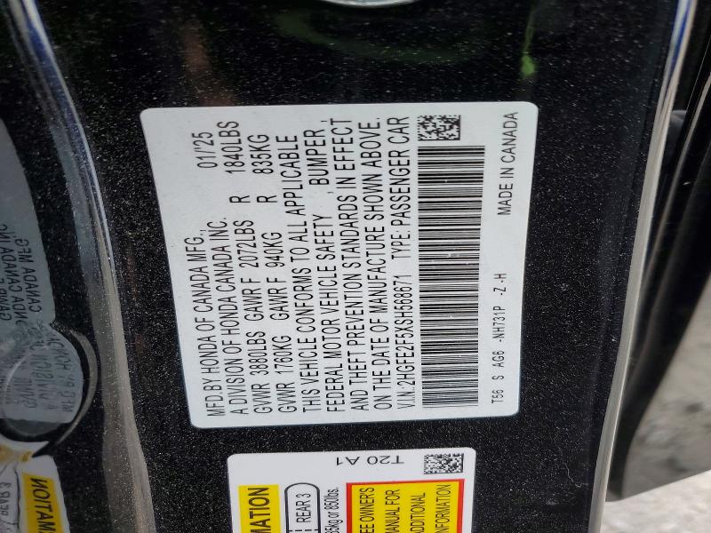 53214566 :رقم المزاد ، 2HGFE2F5XSH568671 vin ، 2025 Honda Civic مزاد بيع