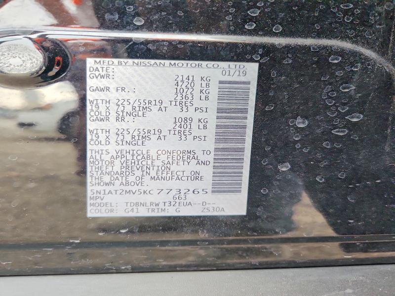 Продажа на аукционе авто 2019 Nissan Rogue, vin: 5N1AT2MV5KC773265, номер лота: 55021556