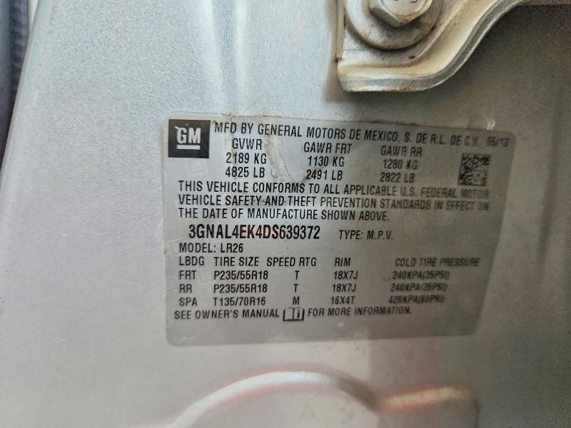 2013 Chevrolet Captiva მანქანა იყიდება აუქციონზე, vin: 3GNAL4EK4DS639372, აუქციონის ნომერი: 54460836