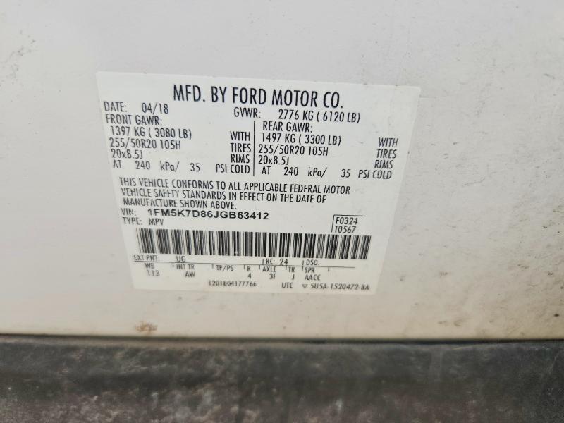 Продажа на аукционе авто 2018 Ford Explorer, vin: 1FM5K7D86JGB63412, номер лота: 53071036