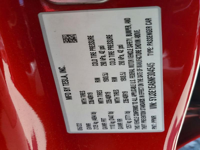 Aukcja sprzedaży 2022 Tesla Model 3, vin: 5YJ3E1EA6NF304545, numer aukcji: 53018006