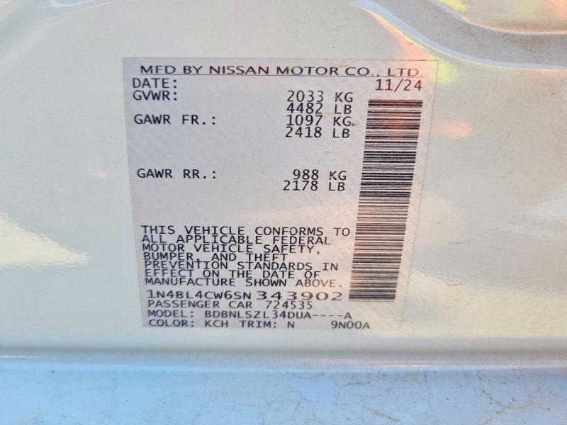 Продаж на аукціоні авто 2025 Nissan Altima, vin: 1N4BL4CW6SN343902, номер лоту: 53873176