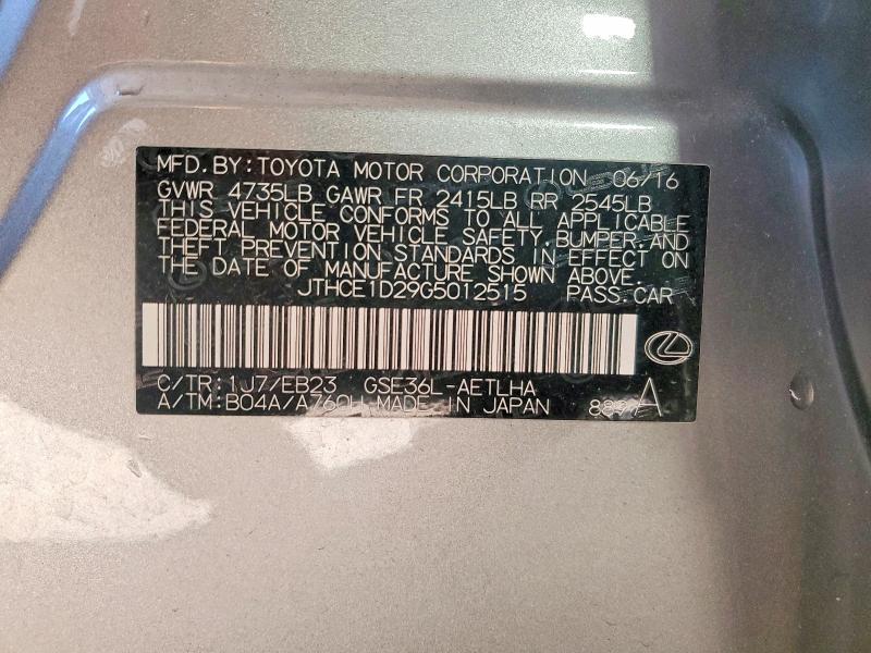 Продаж на аукціоні авто 2016 Lexus Is, vin: JTHCE1D29G5012515, номер лоту: 53019006
