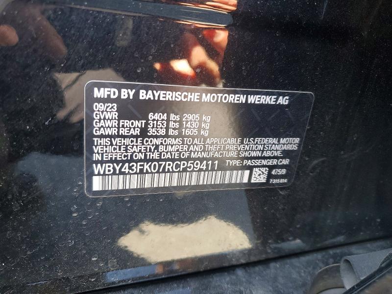 2024 Bmw I5 მანქანა იყიდება აუქციონზე, vin: WBY43FK07RCP59411, აუქციონის ნომერი: 54837966