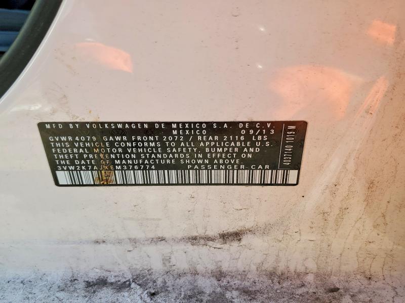 53103866 :رقم المزاد ، 3VW2K7AJXEM376774 vin ، 2014 Volkswagen Jetta مزاد بيع