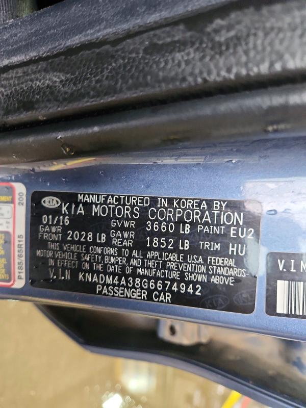 Aukcja sprzedaży 2016 Kia Rio, vin: KNADM4A38G6674942, numer aukcji: 55126926
