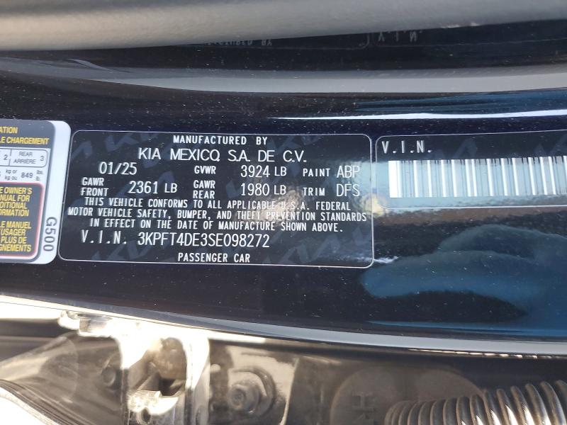 2025 Kia K4 მანქანა იყიდება აუქციონზე, vin: 3KPFT4DE3SE098272, აუქციონის ნომერი: 53603336