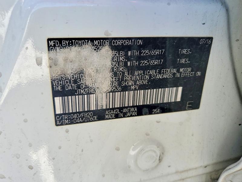 2016 Toyota Rav4 მანქანა იყიდება აუქციონზე, vin: JTMZFREV2GJ099536, აუქციონის ნომერი: 52775426