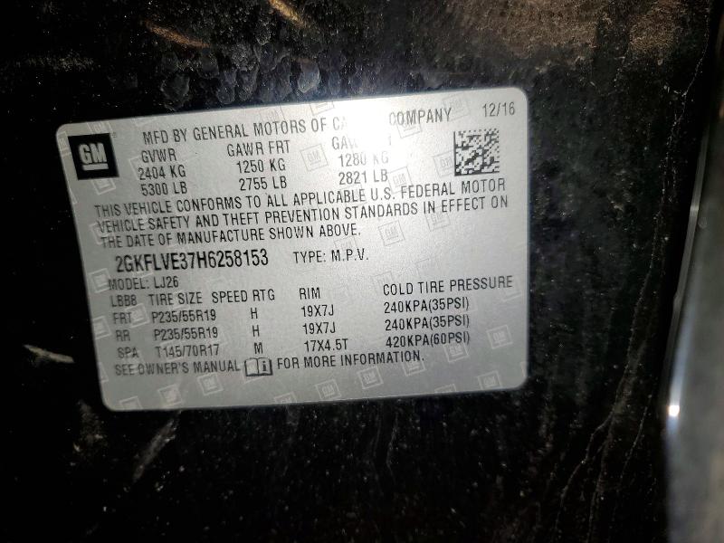 52565196 :رقم المزاد ، 2GKFLVE37H6258153 vin ، 2017 Gmc Terrain مزاد بيع
