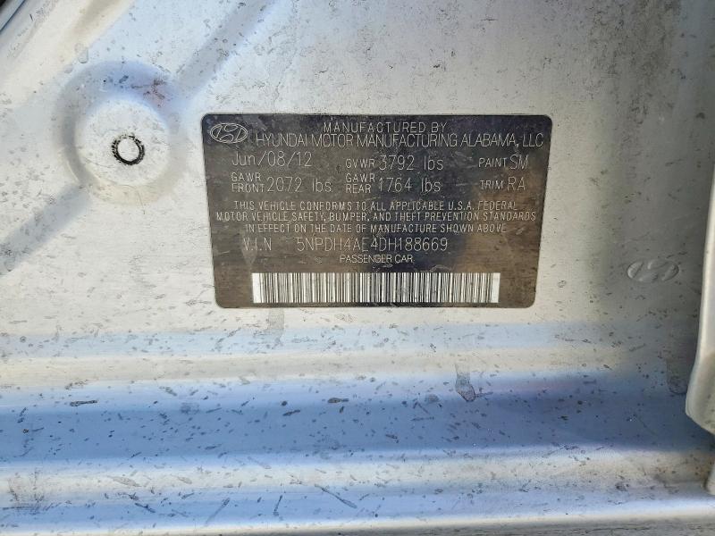 54885406 :رقم المزاد ، 5NPDH4AE4DH188669 vin ، 2013 Hyundai Elantra مزاد بيع