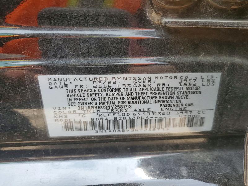 Продажа на аукционе авто 2022 Nissan Sentra, vin: 3N1AB8BV3NY258793, номер лота: 52671386