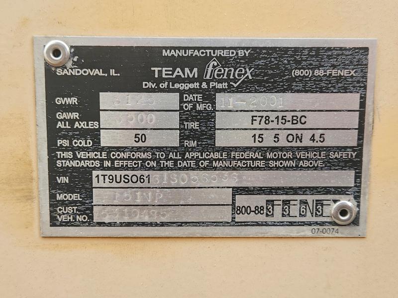 Продаж на аукціоні авто 2001 Fenex Industrial Equipment, vin: 1T9US06161S056536, номер лоту: 54410586