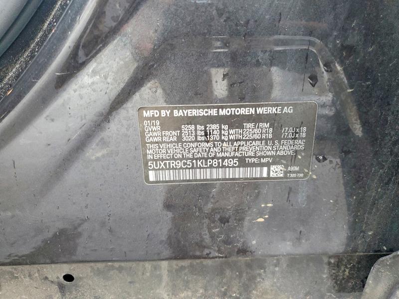 2019 Bmw X3 მანქანა იყიდება აუქციონზე, vin: 5UXTR9C51KLP81495, აუქციონის ნომერი: 54852406