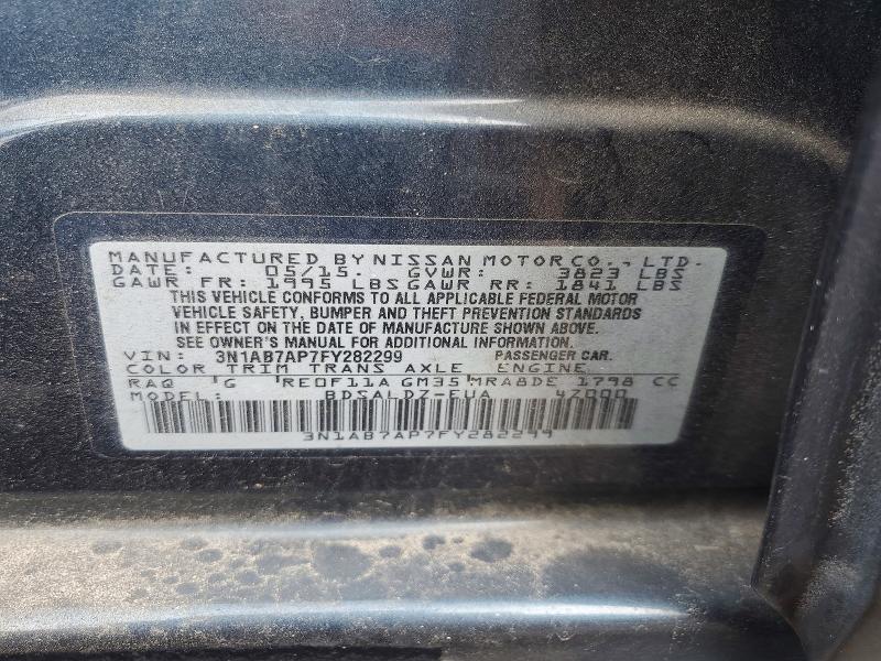 2015 Nissan Sentra მანქანა იყიდება აუქციონზე, vin: 3N1AB7AP7FY282299, აუქციონის ნომერი: 53115646